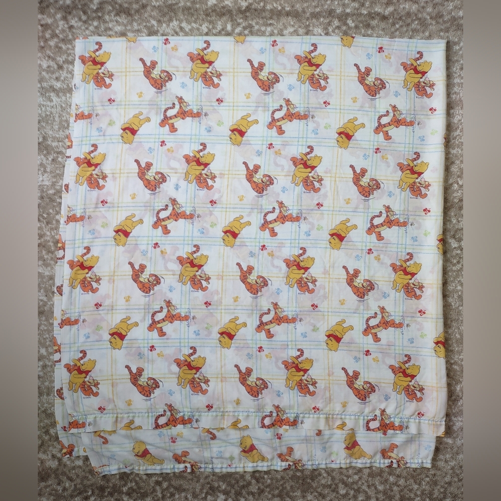 VIntage Disney Winnie the Pooh Tigger Twin Flat Bed Sheet Light Fraying See Pics